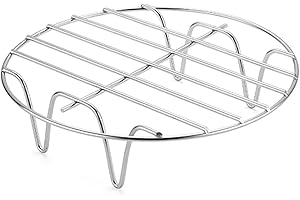 LOVEMETOO Support De Cuisson À La Vapeur en Acier Inoxydable | 6/7/ 8 Pouces Grille Refroidissement Ronde Rack À Vapeur | Air Fryer Accessoires Stand Grill pour La Cuisson À La Vapeur
