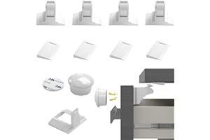 ORTAVA Armadio di sicurezza per bambini, 4 serrature + 1 chiave, chiusura magnetica per bambini, non necessita di foratura, adatto per cassetti in cucina e camera da letto