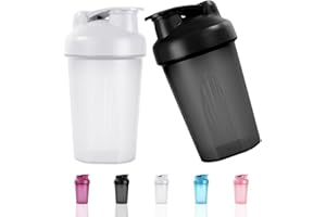 Fefod Shaker Protéiné de 400ml, 2PCS Shaker à protéines avec Mixing Balle, Bouteille shaker de protéines pour Boisson Protéinée, Compléments Alimentaires En Poudre, Gourdes de Sport Sans BPA