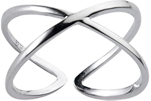 Holibanna Criss Cross Ring Adjustable Open Ring Promise Silver Ring Engagement Wedding Band Hand Finger Jewelry for Ladies Bridal Women