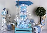 WINDELTORTE Jungen hellblau | Little Prince| Baby Lätzchen, Babysocken +Grußkarte| Baby-Geschenk - 3