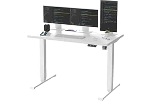 SANODESK QS 140 x 60 cm Escritorio Elevable Eléctrico Mesa Elevable Escritorio Regulable en Altura Eléctrico/Standing Desk con Tablero Telescópico Bidireccional con Función de Memoria - Blanco