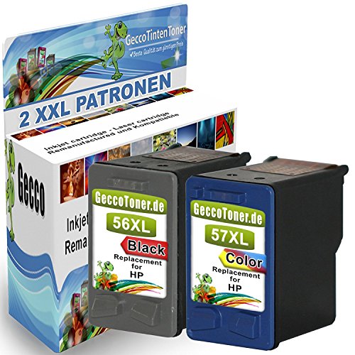 Premium 2er Set Kompatible Tintenpatronen als Ersatz für HP 56 XL + HP 57 XL für DeskJet 450 5145 5150 5151 5550 5552 5650 5652 5655 5850 9650 9670 9680 OfficeJet 4105 4105 4212 4215 4219 4252 4255 4259 5500 5505 5508 5510 5515 6110 PSC 1210 1315XI 1317 1340 1345 1350 1350V 1350XI Druckerpatronen (Schwarz , Farbig) 1x56-1x57-hp