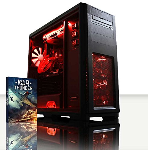 VIBOX Warrior 4.220 Gaming PC - 4,0GHz AMD FX 6-Core CPU, RX 460 GPU, leistungsfähig, Wassergekühlter Desktop Gamer Computer mit Spielgutschein, Rot Innenbeleuchtung, lebenslange Garantie* (4,0GHz übertakteter Superschneller AMD FX 6300 Sechs 6-Core Prozessor CPU, MSI AMD Radeon RX 460 2GB Grafikkarte, 8GB DDR3 1600MHz RAM, 2TB Festplatte, Raijintek Triton Wasserkühler, 85+ Netzteil, Phanteks Gehäuse, AM3+ Mainboard, Ohne Windows Betriebssystem)