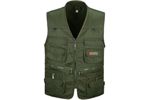 HZQIFEI Uomo Gilet da Pesca Multitasche Giubbino da Lavoro Smanicato Traspirante Outdoor Vest JRC Safari Giacche Gilet