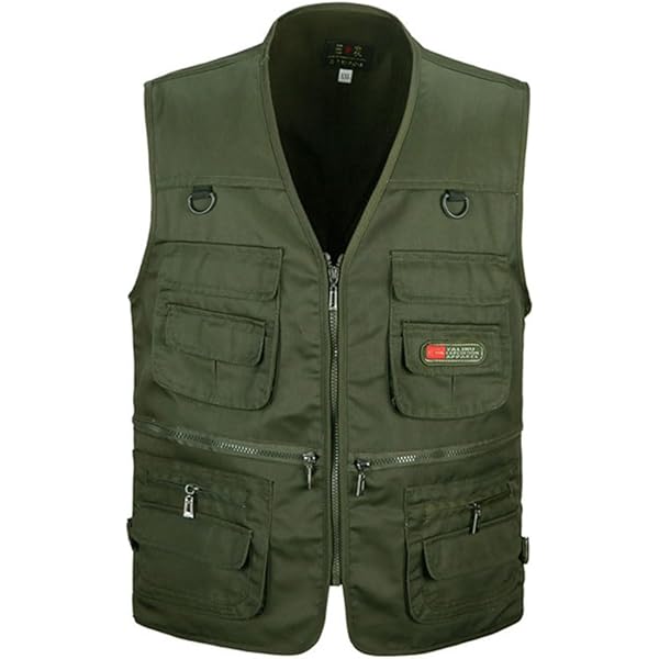 KTWOLEN Heren Vissen Vest Outdoor Safari Hond Wandelen Gilet Meerdere Zakken Jacht Gillette Zomer Fotografie Vests, Kaki, 3XL