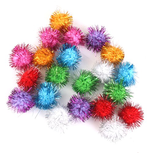 3.5cm Glitzy Tinsel Pompoms Bälle mit Catnip Katzenspielzeug Spritz - 3