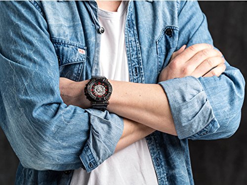 DETOMASO Men's Machineer Automatic Watch with Black Dial Analogue Display and Black Stainless Steel Bracelet DT-ML102-A