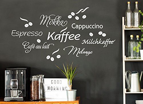 Grandora 1075W Wandtattoo Kaffee Cappuccino Espresso Milchkaffee Küche schwarz - 2