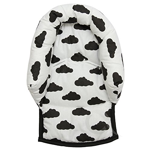 Infant \ Baby \ Toddler car seat , stroller head hugger support pillow cotton (black/cloud)