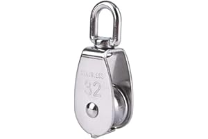 SATOHA Repuhand 1Pcs Puleggia Singola 304 in Acciaio Inox Alta Capacità di Carico e Girevole Flessibile M32 Puleggia Rullo-Argento