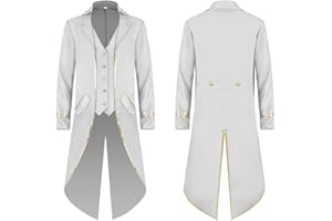 OBEEII Mens Steampunk Jacket Victorian Renaissance Medieval Gothic Vintage Embroidery Tailcoat Coat Party Halloween Cosplay Pirate Tuxedo Uniform Costume