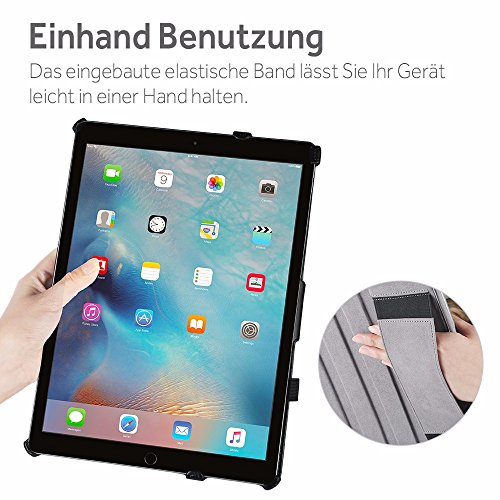 iPad Pro 12.9 Hülle, EasyAcc iPad Pro 12.9 2015 Hülle Schutzhülle Case Hochwertiges PU Leder Etui – mit Standfunktion und Automatischem Schlaf Funktion für iPad Pro 12.9 2015 (Modellnummer A1673 A1674 A1675) – Schwarz, Kunstleder - 4
