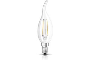 OSRAM Ampoule LED à Filament | Culot E14 | Forme Flamme Coup de Vent | Blanc Chaud 2700K | 2W (équivalent 23W)