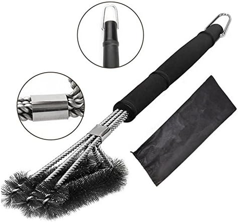BBQ Grill Brush - 3 in 1 Stainless Steel Bristle Brushes 3-Branch Barbecue Bristles Barbecue Cleaning Brush for Handle Weber Charcoal, Charbroil, Gas, Electric, Porcelain, Infrared Grills - 18 Inches