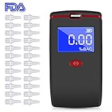Oasser Alcohol Breathalyzer Alcohol Tester Breath Analyzer Professional with 24 Mouthpieces Included Semi-conductor Sensor Large Digital LCD Display
