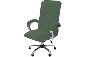 LIFEDX Funda de Sillas de Oficina Elástica con Reposabrazos,Felpa de Terciopelo,Modernas Cubiertas de la Silla de la Computadora Antipolvo de Oficina Silla Removible,No Incluye Sillas -Green||XL
