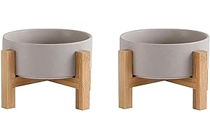 LIONWEI LIONWELI Futternapf Katze Hund Fressnapf Katze Katzennapf Erhöht mit Napf Ständer - Hundenapf Keramik - 2er Katzen Napfset für Katzen Hunde Welpe Futter und Wass