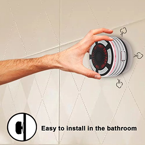 Bluetooth Shower Speaker,Haissky Certified Waterproof Wireless Speakerphone Pairs To All Bluetooth Devices Samsung iPhone iPad iPod PC FM Radio (Grau) - 6