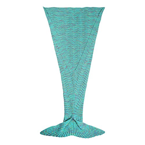 Meerjungfrau Decke Bettdecke Handgefertigte Strickdecke Soft Schlafsack Kuscheldecke für Damen und Mädchen Minzgrün 188 x 89cm - 7