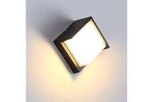 Lightess 18W Applique da Parete Esterno Lampada LED Impermeabile IP67 Luce in Alluminio e Acrilico Illuminazione Forma Quadrata per Balcone, Giardino, Veranda, Via, Garage, Nero, Bianco Caldo
