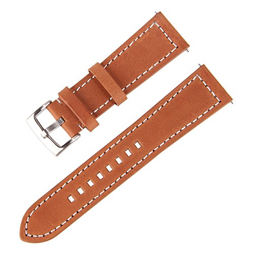 Beauty7 Unisex Echtleder Uhrenarmband Braun mit Gleichfärbiger Naht Silber Dornschließe WBL00083BDa
