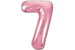 JONAMI Balloon 7th Birthday Number 7 Pink XXL Giant Foil Balloon 40” Birthday Decoration for Girl. Flies with Helium