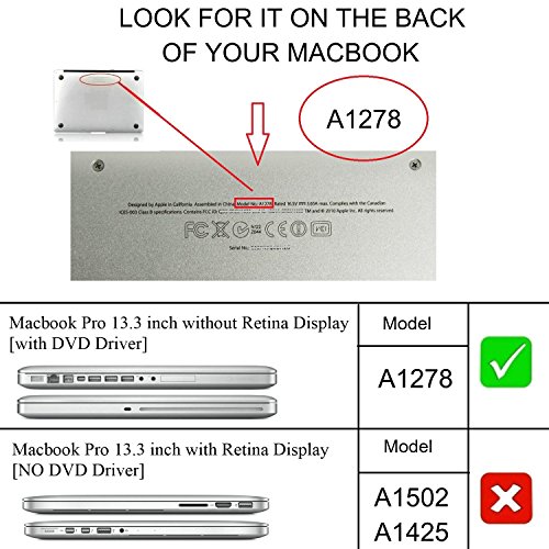 i-Buy Matte Gummierte Harte Schutzhülle Hülle für Apple Macbook Pro 13.3 Zoll mit DVD-Treiber + Schutzfolie + Silikon Tastaturschutz + Anti-Staub-Stecker – Rotwein - 2