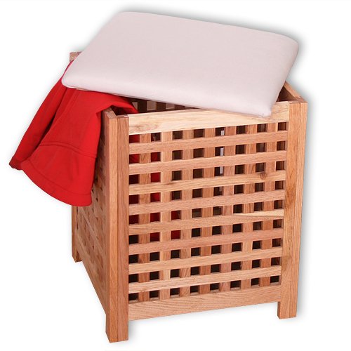 KMH®, Truhensessel / Wäschekorb aus geöltem Walnussholz (#205075) - 2