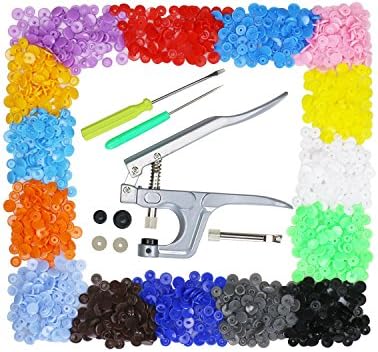 Aoafun Snap Pliers + 300 Set T5 Plastic Buttons Fastener 15 Colors Poppers For DIY Studs