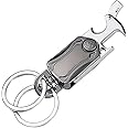 Multifunctional keychain, 2 Pcs Bottle Opener Keychain Accessories, Keychain Clip, Key Fob Keychain Holder for Men and Women, 360 Degree Rotatable, Carabiner Car Keychains, Protection Keychain, Multi