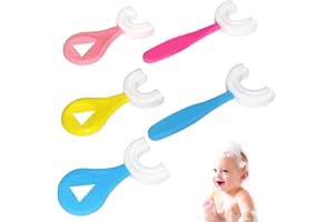 ZWZNBL 5 Stück U-förmige Zahnbürsten für Kinder, den ganzen Mund, Silikonborsten, Massage-Zahnfleisch, schöne Kinder-Trainingszahnbürsten Kinder von 2 bis 12 Jahren, Blau, Rosa, Gelb