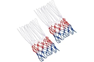 LYYHUILIN 2 pcs Heavy Duty Basketball Net Tri-colored Red/White/Blue Basketball Nets Fits Standard Indoor or Outdoor Rims Professional 12 Loops,Basketball net. movement.