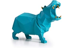 HAUCOZE Amoy-Art Decorativa Escultura Hippo Figura Estatua Resina Regalo Azul 18cm
