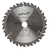 Wolfcraft 6730000 1 Lame de Scie Circulaire Ø 130 Mm, Ct, Alésage 16 Mm, 18 Dents, Surface Poncée, Denture Sablée Et Alternée