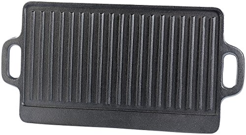 Rosenstein & Söhne Gusseisen Wende-Grillplatte für Ofen, Herd & BBQ Grill, 38x23 cm