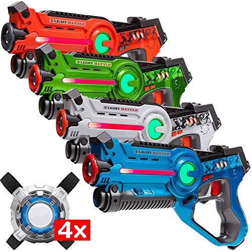 Light Battle Active Lasertag für Zuhause - 4X laserpistole (orange, grün, weiß, blau) + 4 Weste - LBAPV2441234