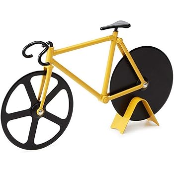 Tagliapizza Per Bicicletta - Doppia Lama In Acciaio Inox Con Rivestimento Antiaderente E Supporto Colore Arancione~p141461404
