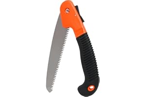 VIDSMOW Folding Hand Saw, 7" Professional Camping and Pruning Saw with Rugged Design, Orange, Portable and Ergonomic for Gardening, Hiking, and Trail Clearing