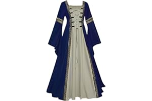 Feynman Medieval Costume Women - Retro Medieval Dress Gothic Palace Ladies Trumpet Sleeves Party Renaissance Costume