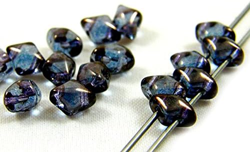 5mm TWO DUO HOLE CZECH GLASS VARIO DIAMOND BEADS - 37 COLOURS - 5G (APROX 50PCS) - MIDNIGHT BLUE - VD034