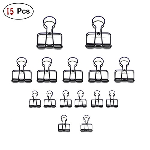 15 pinces double clip /Fil Métal Binder clips (black)