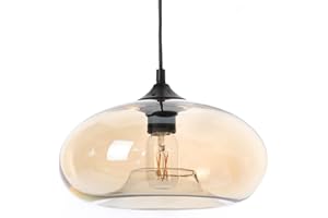 LUSSIOL Luminaire Bronks, suspension verre fumé, 40 W, orange, ø 28 x H 18 cm