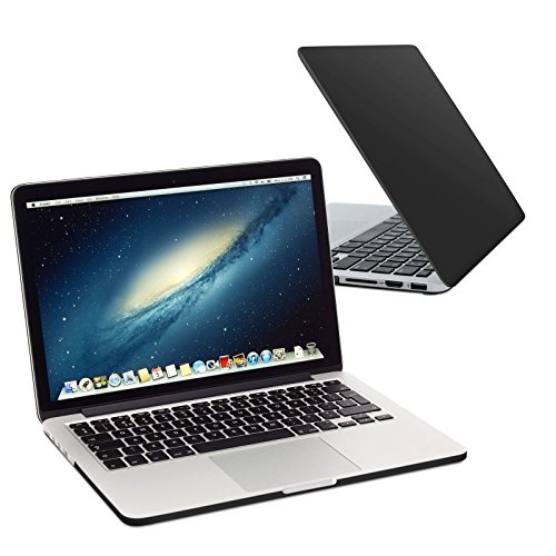 eFabrik Schutzhülle für Apple MacBook Pro Retina Display 33,78 cm (13.3 Zoll) Notebook (für Modell 2015) Case 2-Part Click System Laptop Hart-Plastik Schalen ( Polykarbonat ) mit gummierter Oberfläche in matt Schwarz