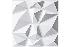 Grace Baltic - Lot de 30 panneaux muraux 3D diamant en PVC haute rigidité - 30 x 30 cm - Imperméables - Résistants à la chaleur - Sans odeur - Panneaux muraux 3D décoratifs (Blanc.)