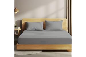 ‎POLHIM Prześcieradło POLHIM z dopasowaną gumką Premium Jersey | 100% oddychającej bawełny | Wyjątkowo miękkie dla wspaniałego snu | Wysokość materaca: 30 cm | Łatwe w pielęgnacji (jasnoszary, 180x200)