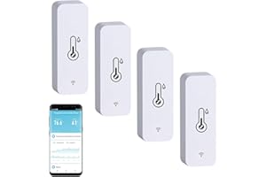 ZECAMIN Termometro intelligente igrometro, mini sensore di temperatura e umidità per interni, sensore di umidità della temperatura, controllo remoto per Greenhouse,compatibile Alexa.4 PCS.ZigBee Hub richiesto