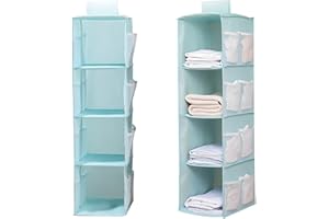 YOYIAG Étagère suspendue - Système de rangement pour armoire - 4 compartiments - Organiseur suspendu - Organiseur de placard stable - Rangement suspendu pour vêtements, gain de place et pliable