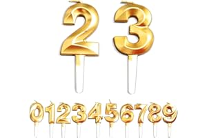 WLHGH Birthday Candles, 23th/32th/2th/3th Birthday Cake Candles, Cake Decoration for Birthday Party Wedding Anniversary Graduation Party Supplies (Gold, Number 2&3)