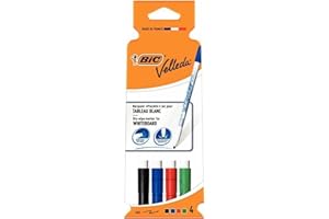 BIC Velleda 1721 Whiteboard Markers - Assorted Colours, Pack of 4, Dry Erase Pens for School or Office